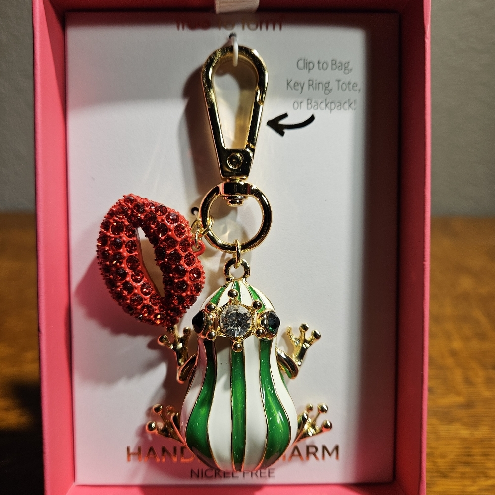 True to Form Toad Prince Rhinestone Bag Charm Kissing Frog